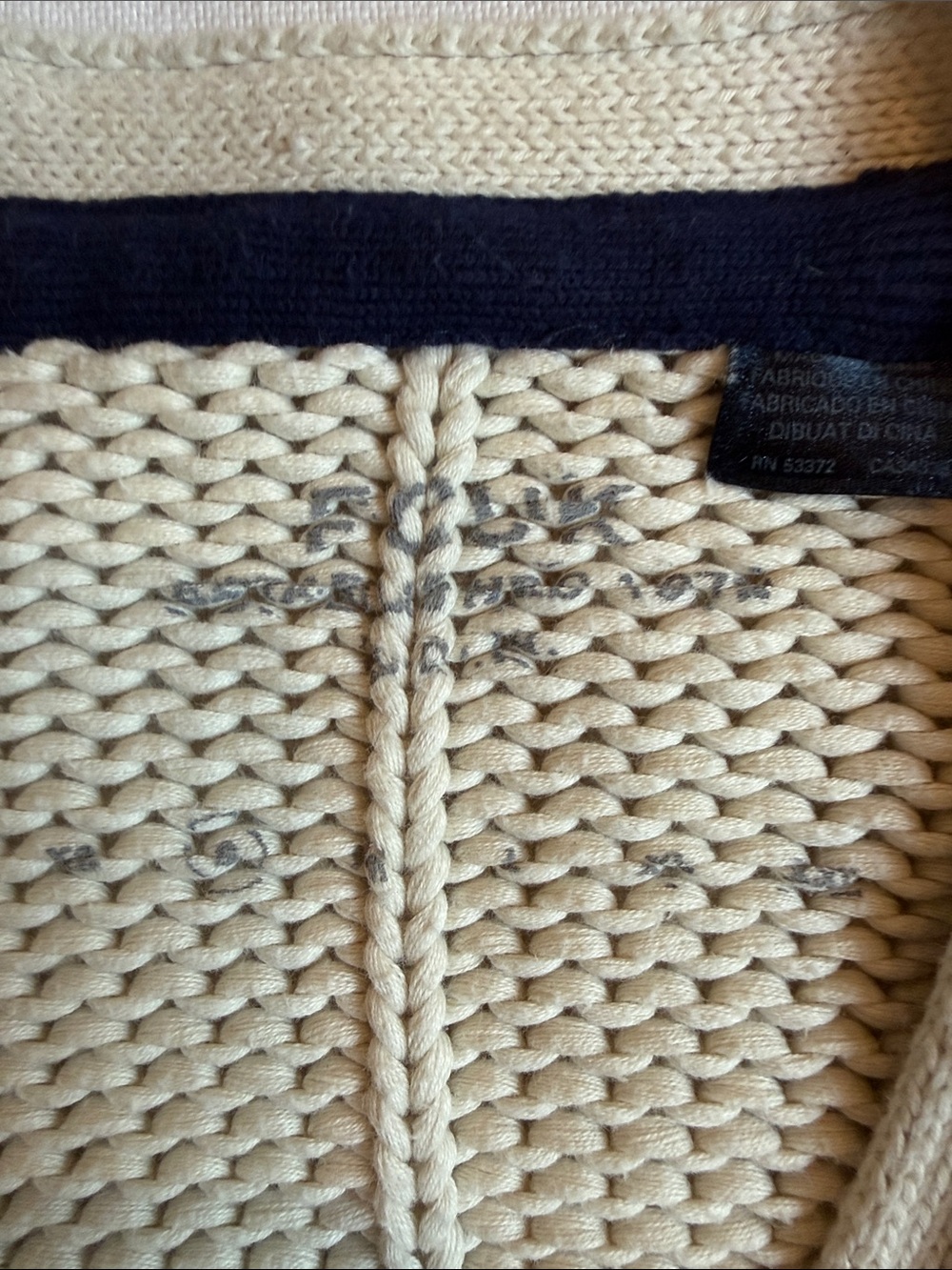 French Connection 100% Cotton Oversized Cream Knit Button-Front Cardigan - Picture 3 of 3
